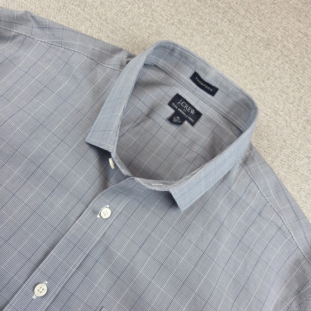 J Crew Thompson‎ Dress Shirt Men's 17-17 1/2 Flex Wrinkle Free Glen Plaid Check